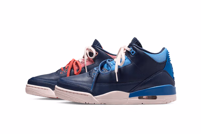 Air Jordan 3 Goes Mismatched With Pink Left, Blue Right and Sweatshirt-Style Ribbed Tongues