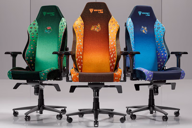 Secretlab 用像素風重返關都:三隻初代御三家進化型登上電競椅
