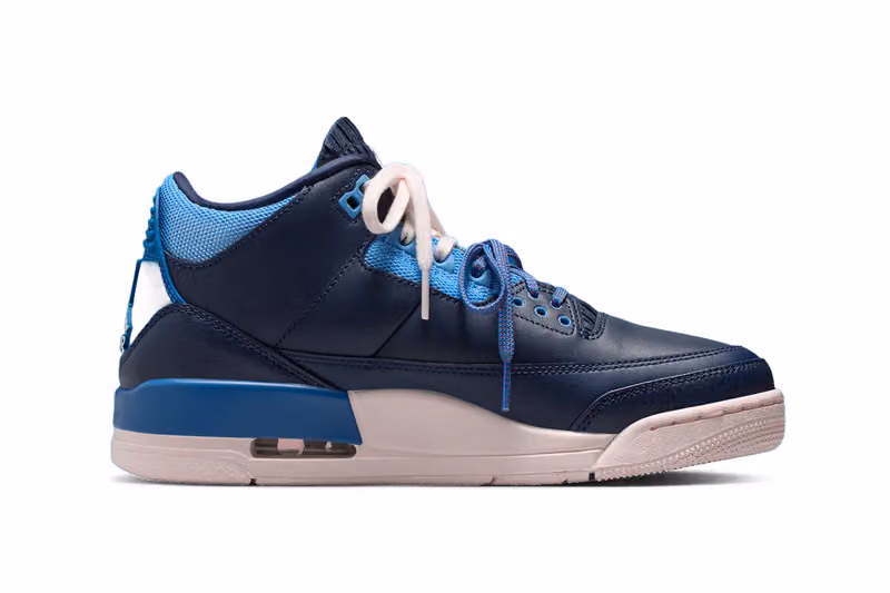 Air Jordan 3 'Sports Renaissance' mismatched pair featuring sweatshirt-style fabric on the tongue