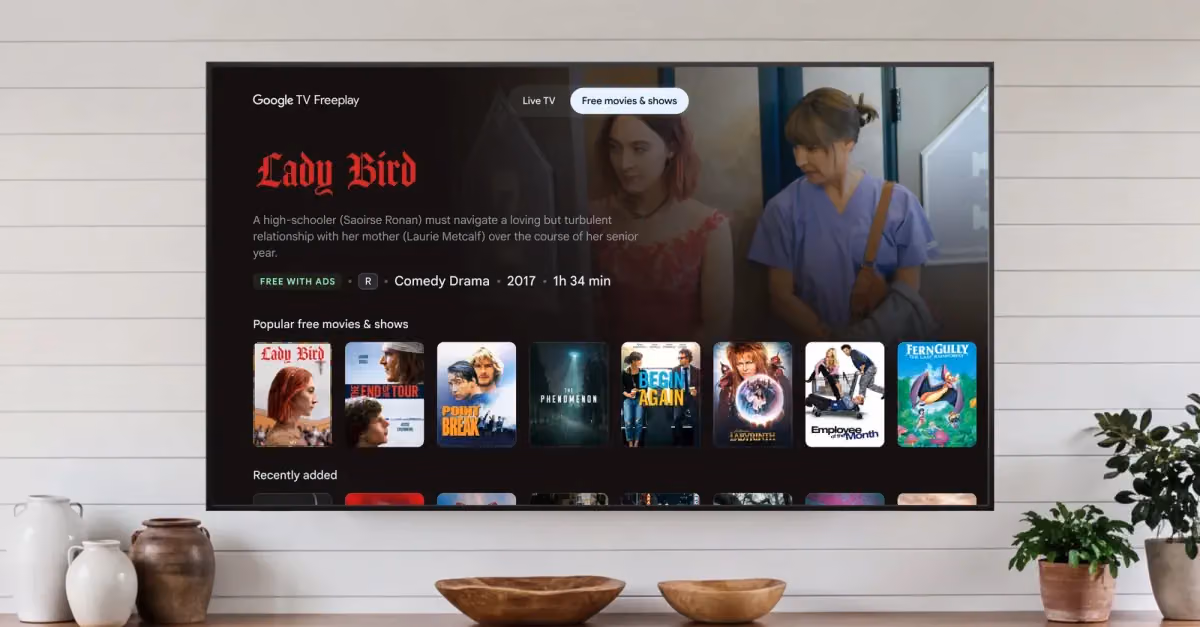 Google TV Freeplay Ditches Channel-Surfing Only Mode, Now Lets You Stream 'Lady Bird' On Demand