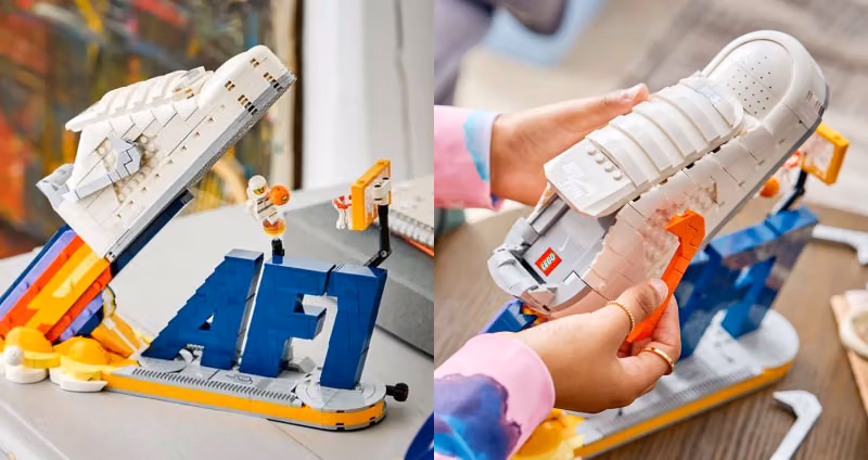Turn the Button, Slam Dunk! LEGO x Nike Breaks Down the AF1 into a Space Court Build