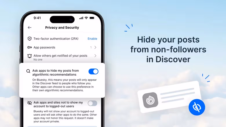 Bluesky添加隐藏设置，让贴文不再意外空降Discover算法推荐