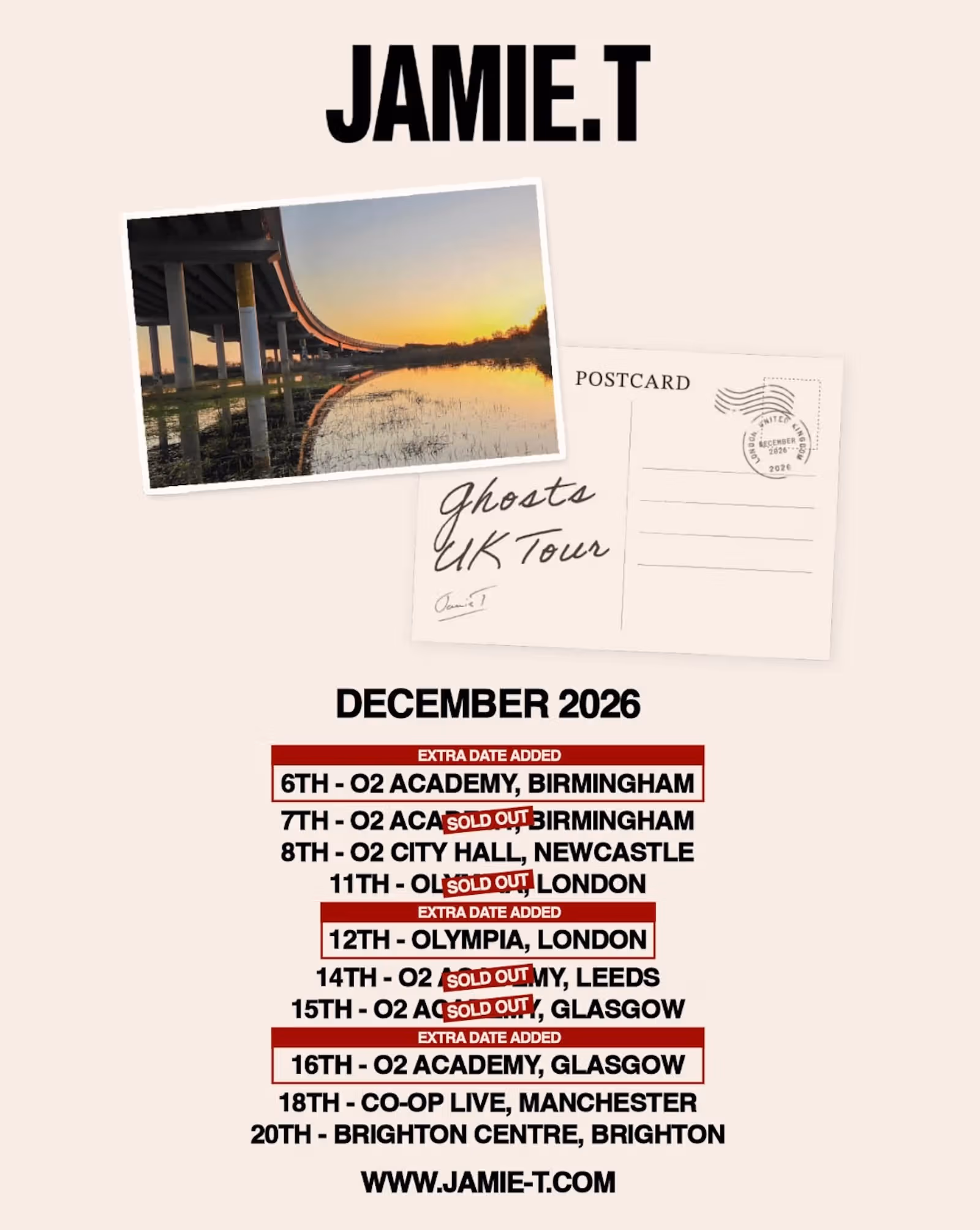 Jamie T、2026年英国ツアーに追加公演3本 バーミンガム、ロンドン、グラスゴーでチケット争奪戦