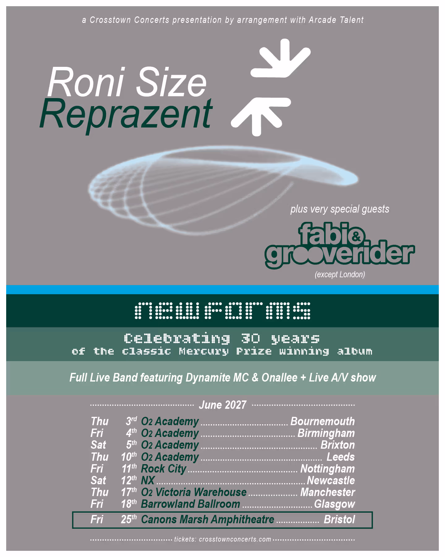 Roni Size Reprazent 重组全現場樂隊，巡演紀念《New Forms》奪下Mercury Prize三十年