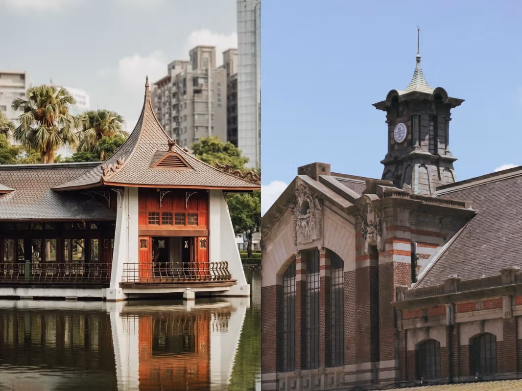 Hotel exterior near Taichung's old-town landmarks