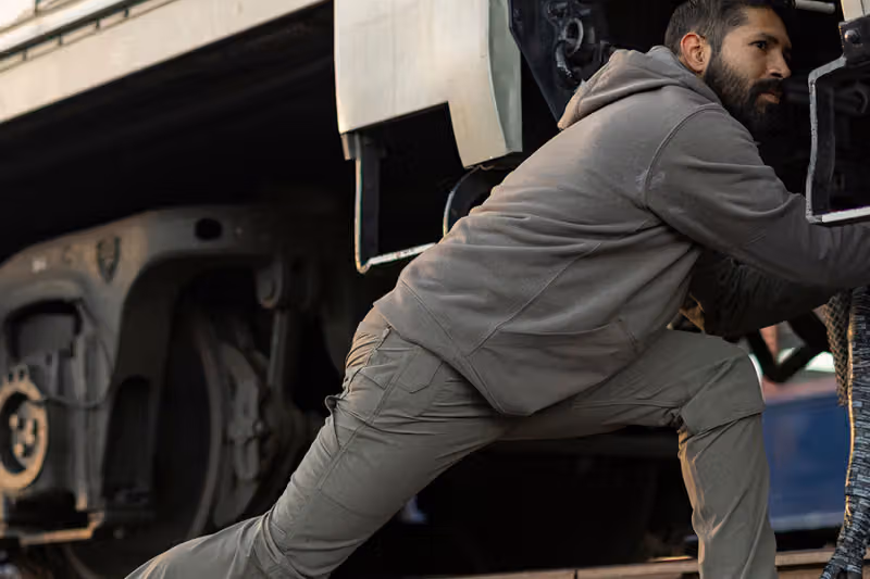 Steel Series pants shown in motion