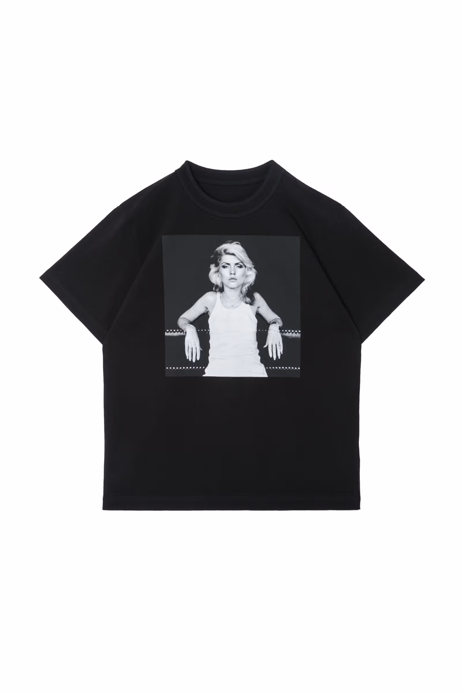 เสื้อยืดแนวตั้ง Deborah Harry สีดำ sacai ด้านหน้า