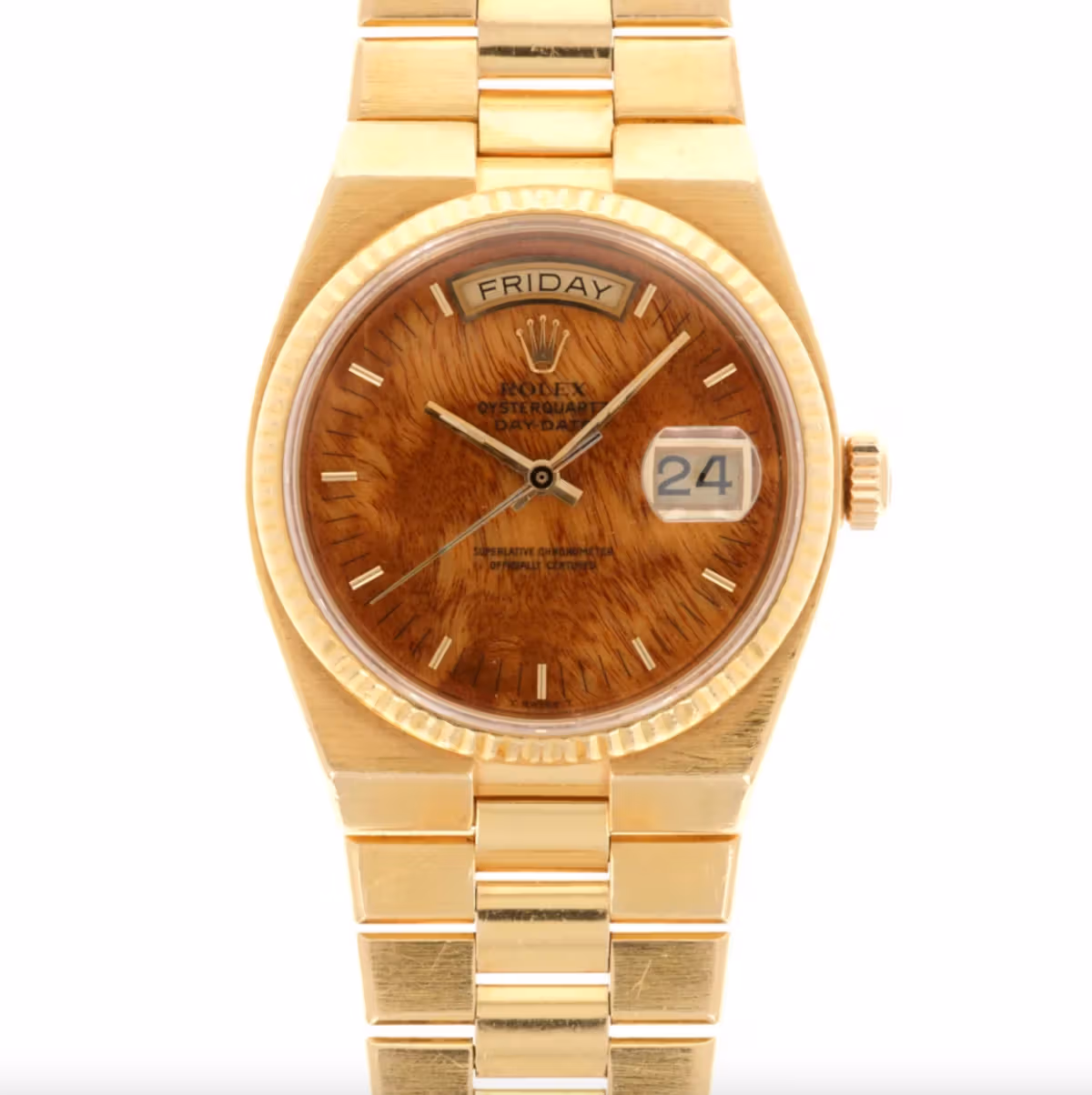 Rolex โบราณมีให้เผยแพร่ต่อสาธารณะเพื่อการเปรียบเทียบ
โมเดลจริงที่ตัวละครสวมใส่ยังคงเป็นการคาดเดา