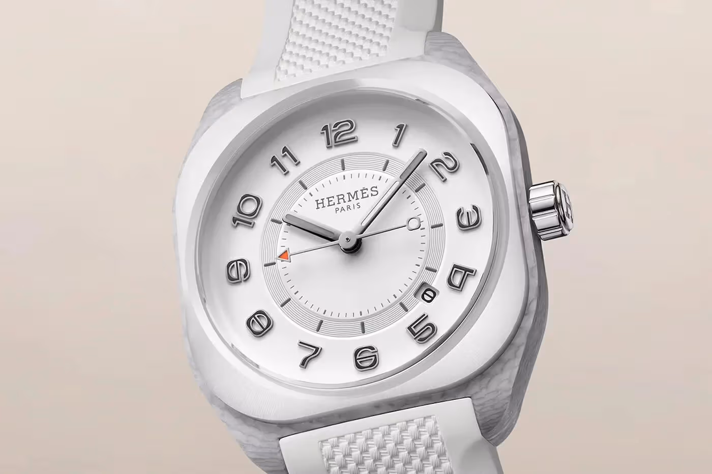 Hermès H08 หน้าปัดและกรอบสีขาว