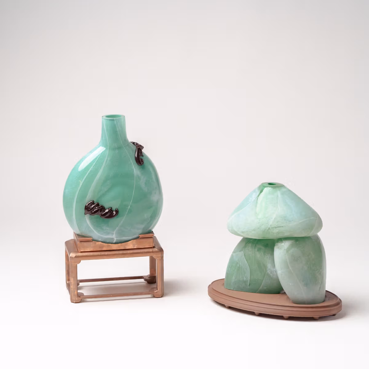 劉建光のガラス作品の翡翠のような色