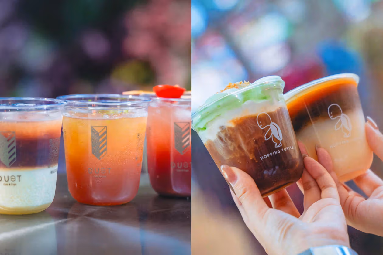 Halloween sparkling coffees use different colours and recipes