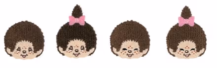 ลายปักใบหน้า Monchhichi และ Monchhichi-chan สี่แบบ