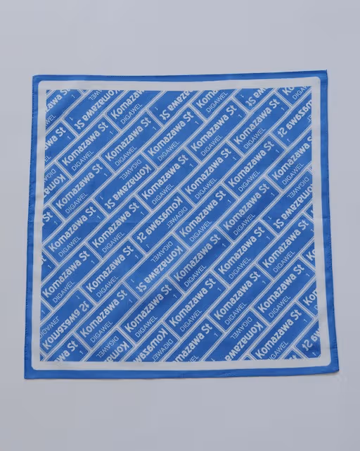 A blue-and-white POWERFARM bandanna is a pop-up store exclusive