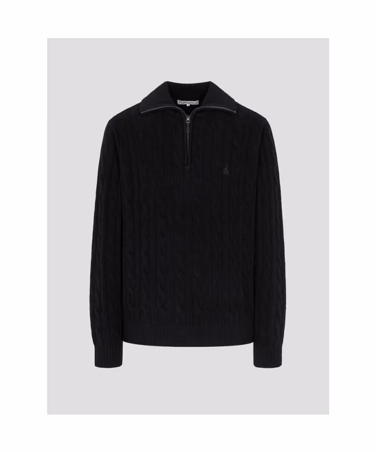 Beanpole Men以羊毛绞花构成半拉链上衣。