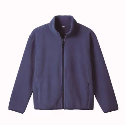 Front of a navy Topvalu Micro Fleece full-zip jacket