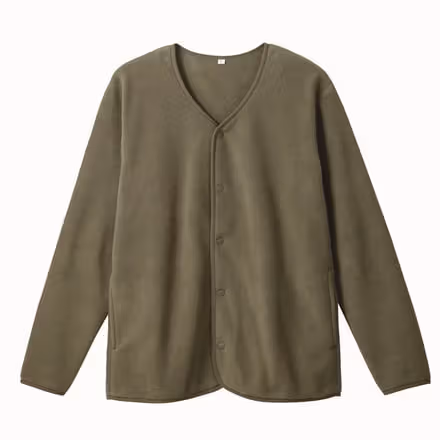 Front of a green Topvalu Micro Fleece cardigan