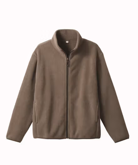 Brown Topvalu Micro Fleece full-zip jacket