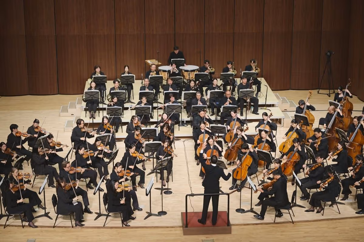 An orchestra performs at Gangneung Arts Center.