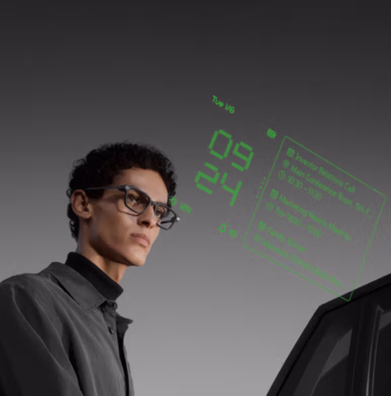 ภาพสาธิต Even G2 ขยายหน้าจอเพื่ออธิบายการแสดงผลในเลนส์