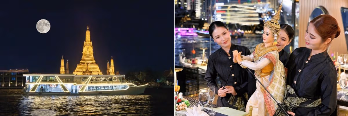 Collage of Shangri-La Horizon Cruise and puppet performance
