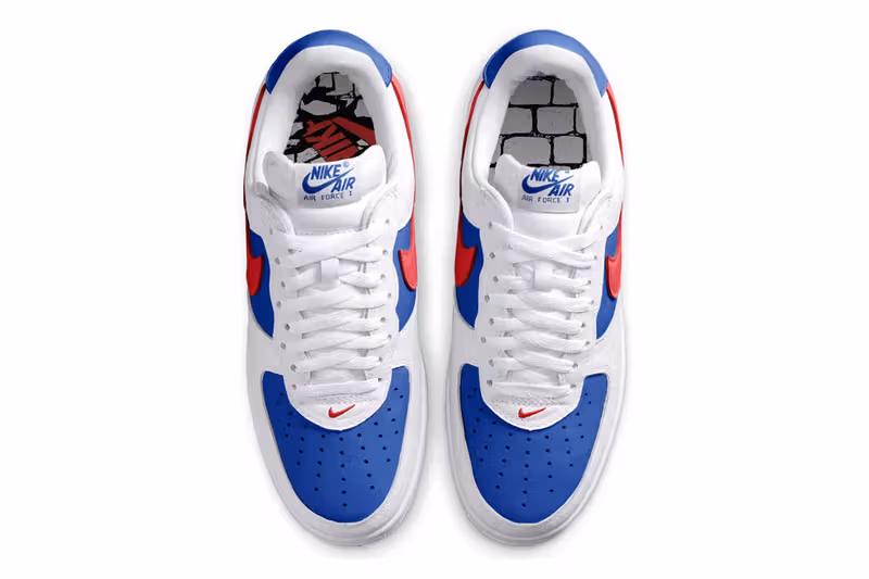 Nike Phillyのつま先と白黒の壁のインソールを俯瞰