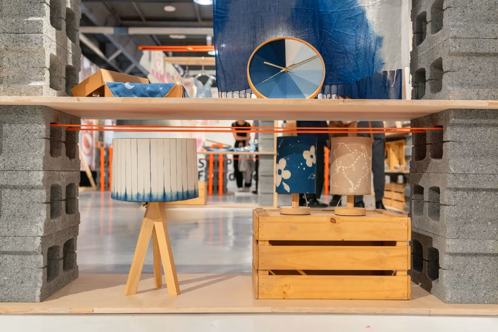 Dyed fabrics and craft results displayed in the Taiping Blue section