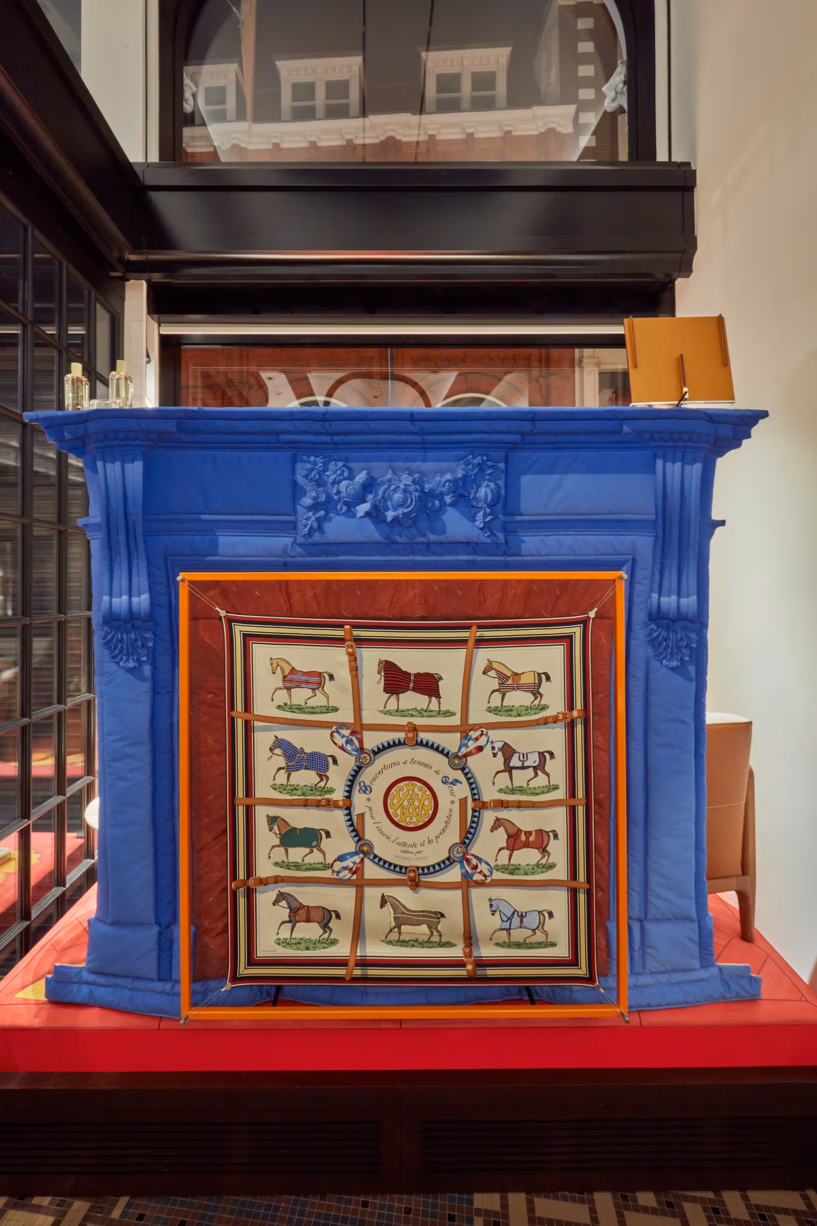 Blue quilted fireplace made by Space Popular for Hermès