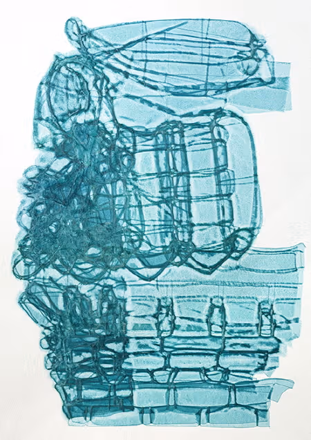 서도호 ‘small gate : roof’, 2016년, 수제 면지에 삽입한 실 등의 재료. 작품 이미지.