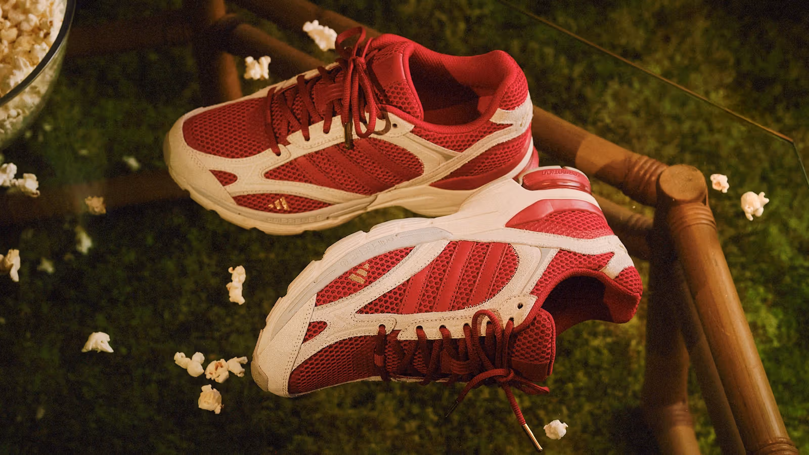 adidas × Tyrrell Winston’s The Fan: red-and-white Spiritain 2000 connects the sofa with Midwest workwear