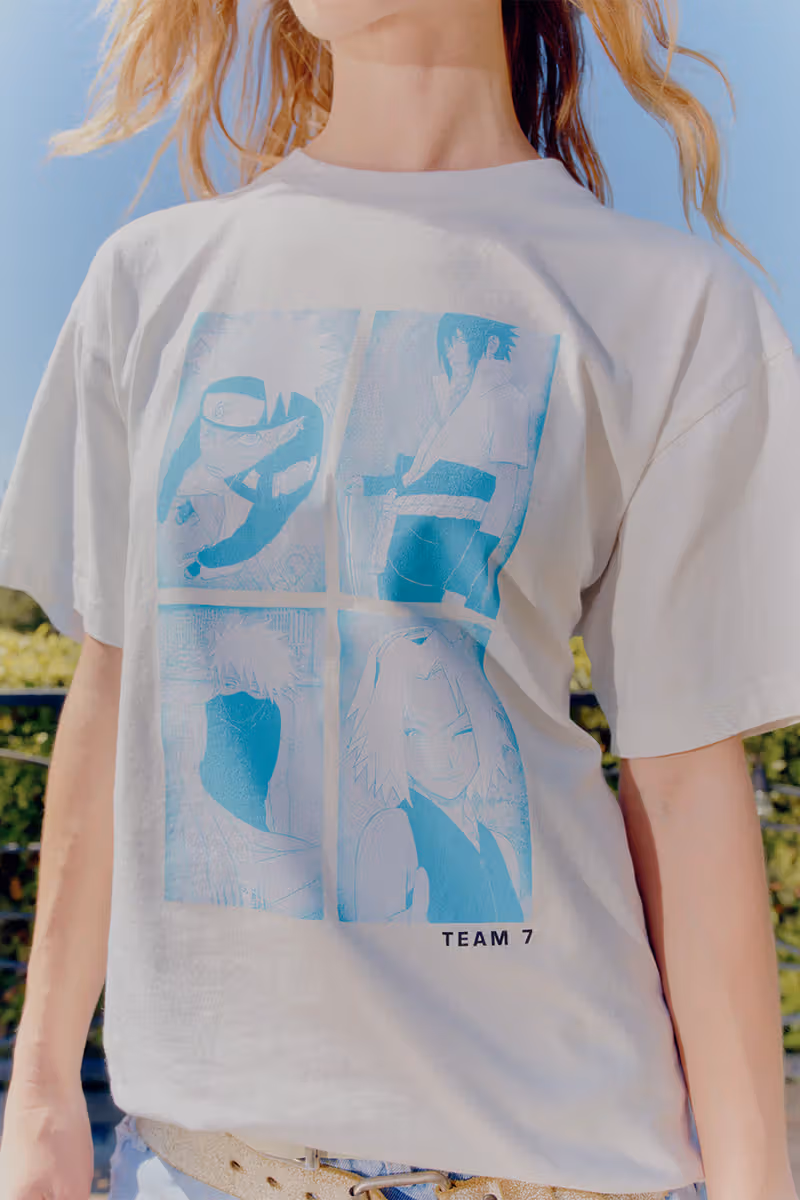 ช่องตัวละคร Naruto Team 7 สีน้ำเงินด้านหลังเสื้อขาว