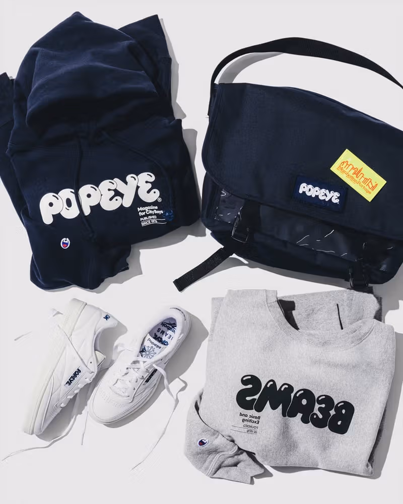 BEAMS and POPEYE turn their shared 50th anniversary into Reverse Weave, Club C and a messenger bag
