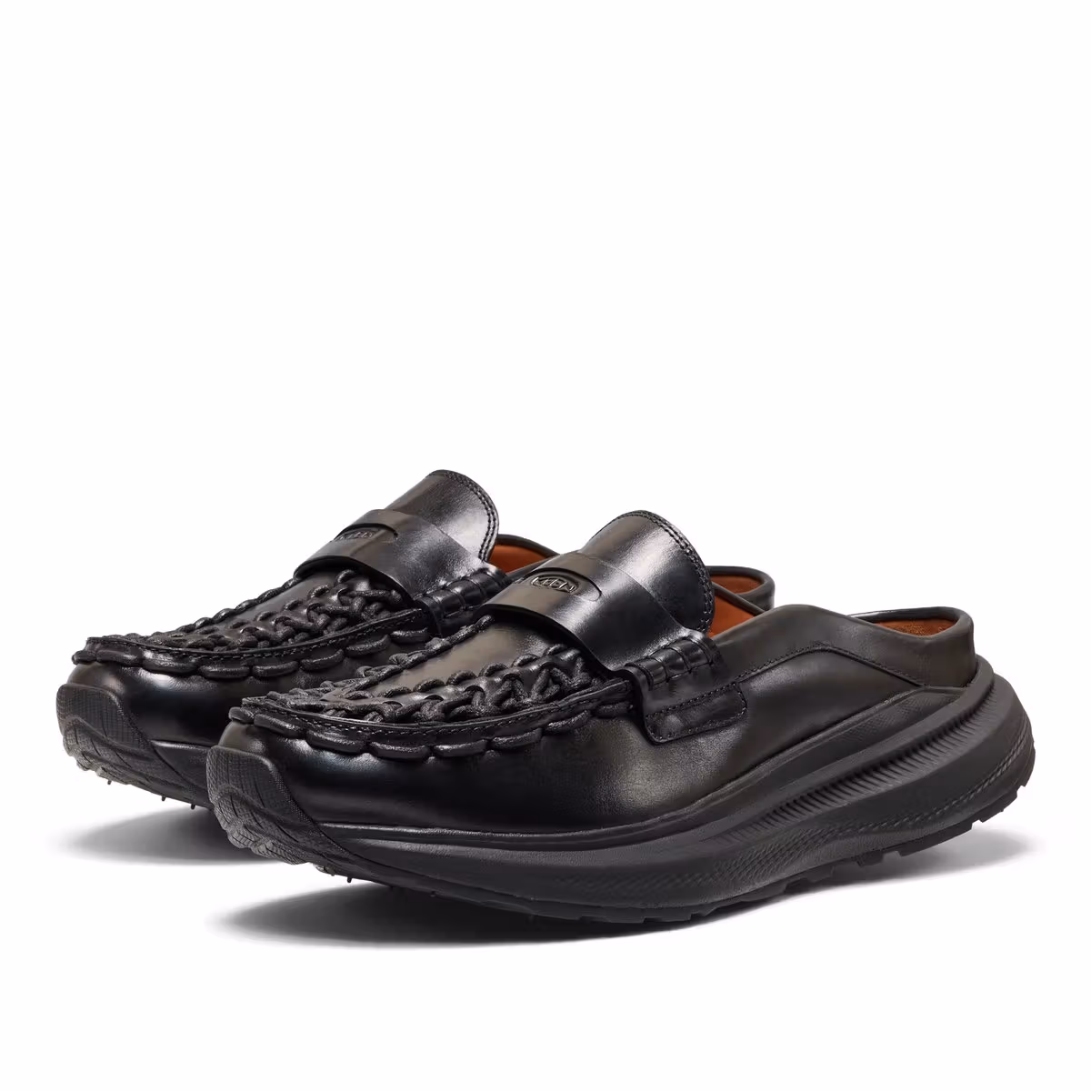 KEEN UNEEK Mule WK 黑色皮革穆勒鞋：編織鞋面與 KEEN.CURVE 底臺怎麼搭？