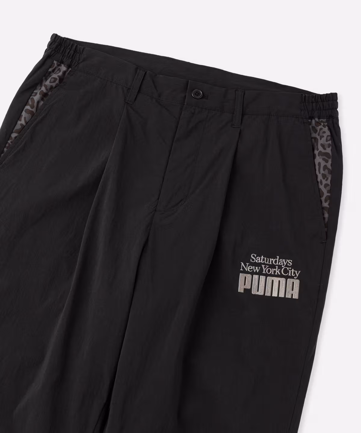 PUMA Saturdays NYC two-pleat trouser leopard pockets