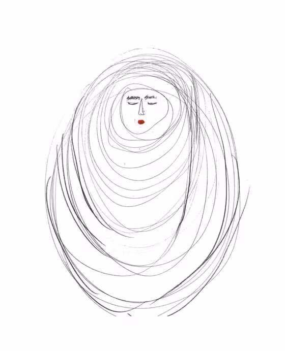 Marina Abramović 书中脸孔与环绕线条绘画