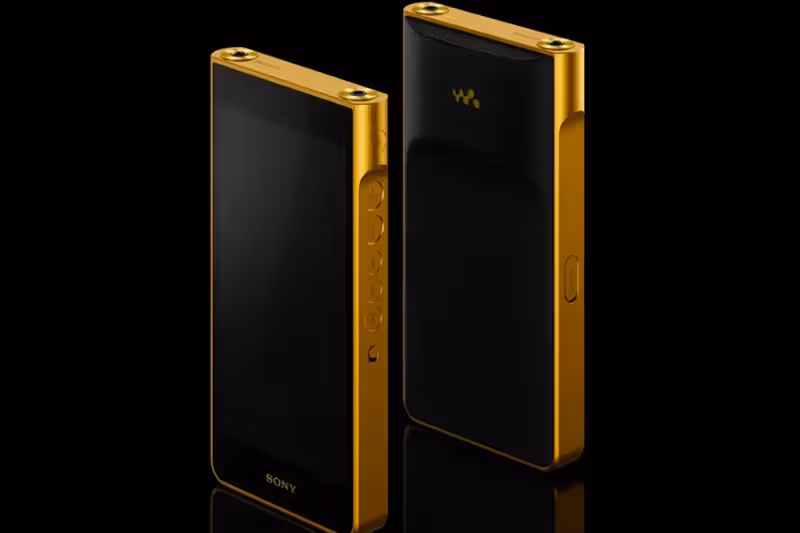 Sony gold Walkman front and back together