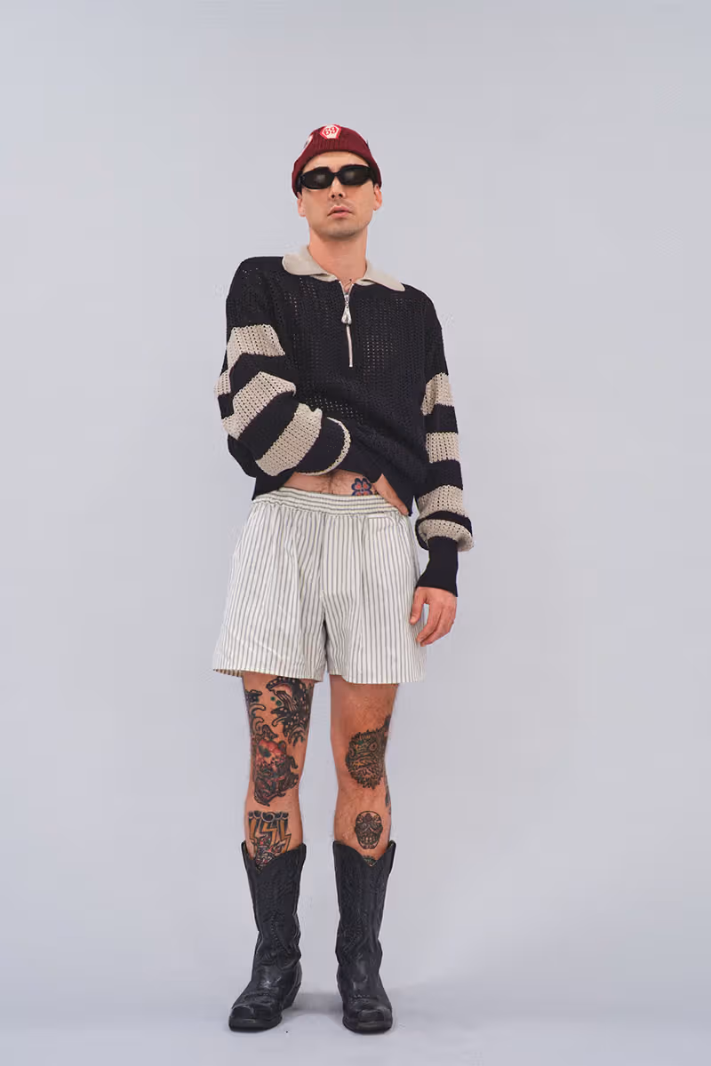 Road 69 striped zip knitwear and shorts