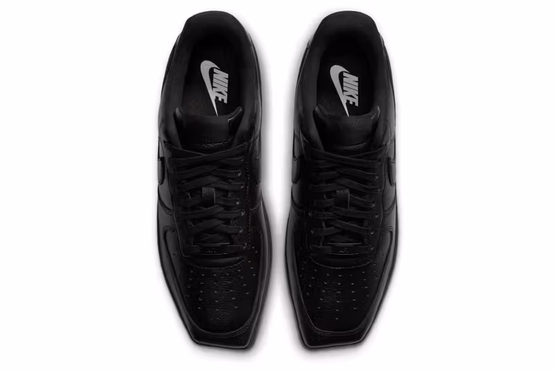 Triple Black square-toe Air Force 1 overhead