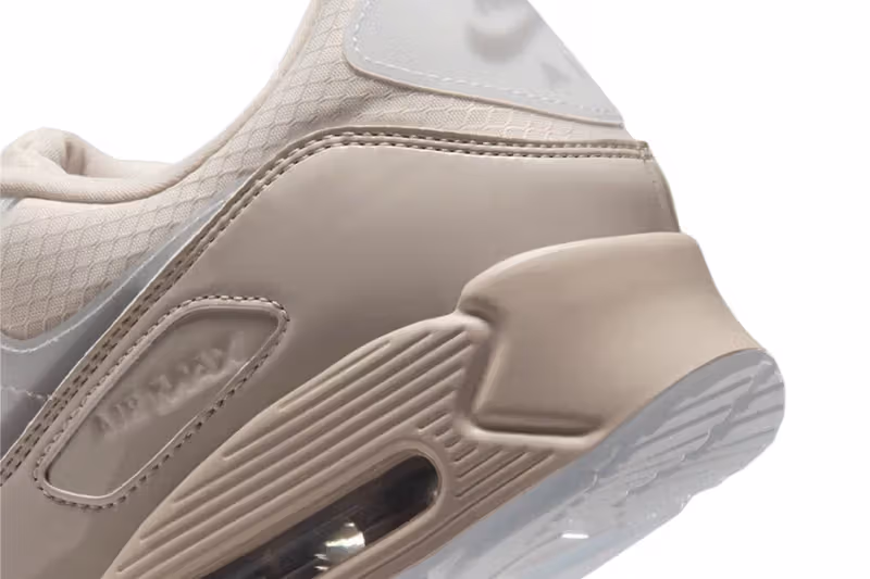 Air Max 90 亮面挡泥片与气垫近照