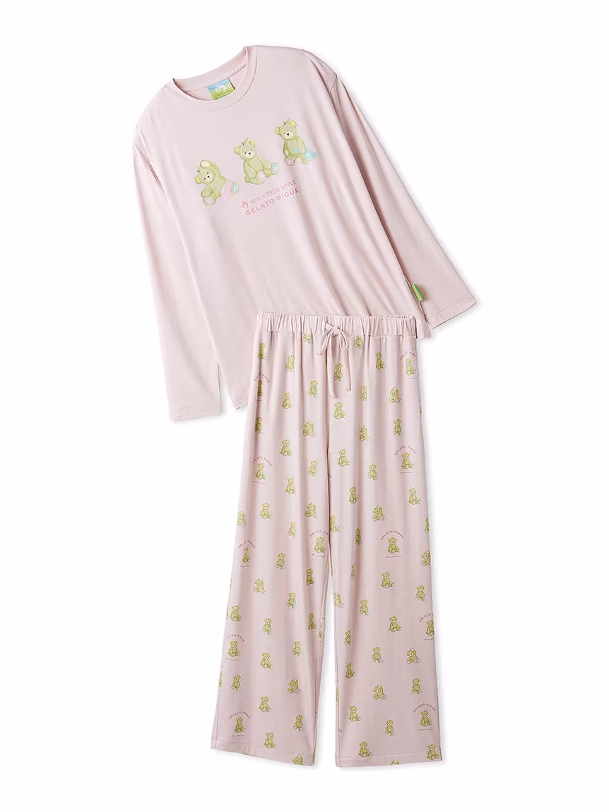 Pink Guribear long-sleeve T-shirt and trousers