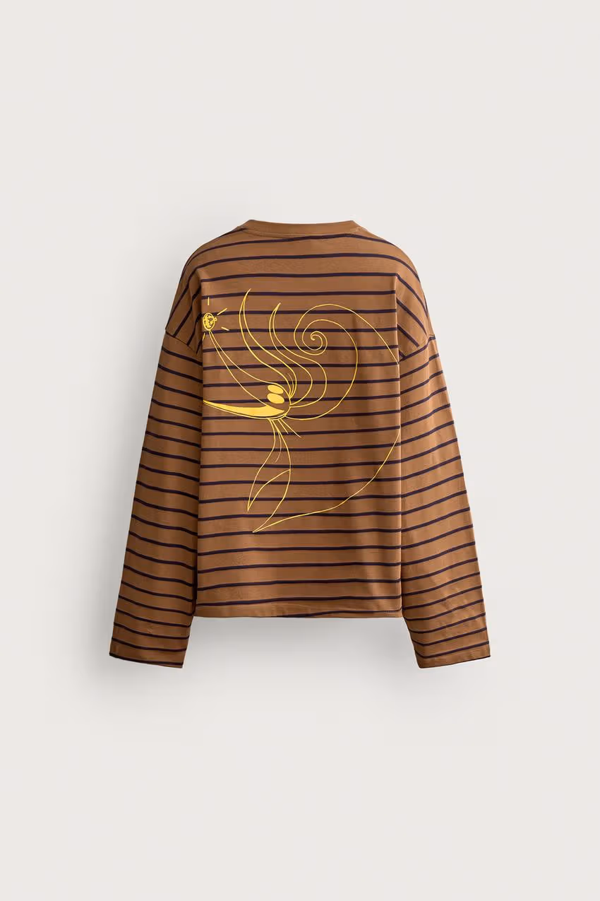 กราฟิกกรรไกรหลังเสื้อลายทาง Zara