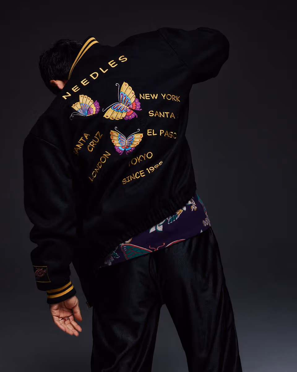 NEEDLES souvenir jacket butterfly and city embroidery on back
