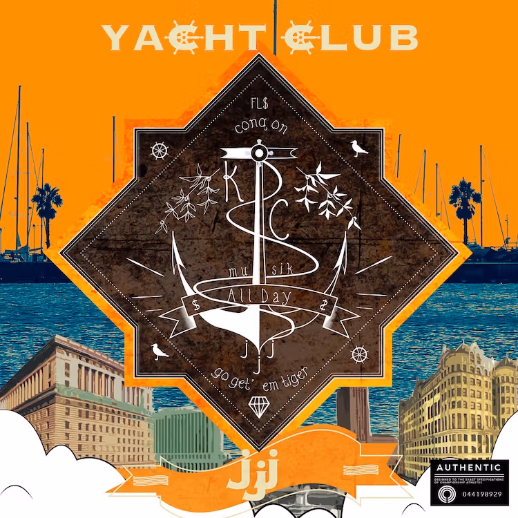 Orange collage artwork for JJJ’s Yacht Club album
