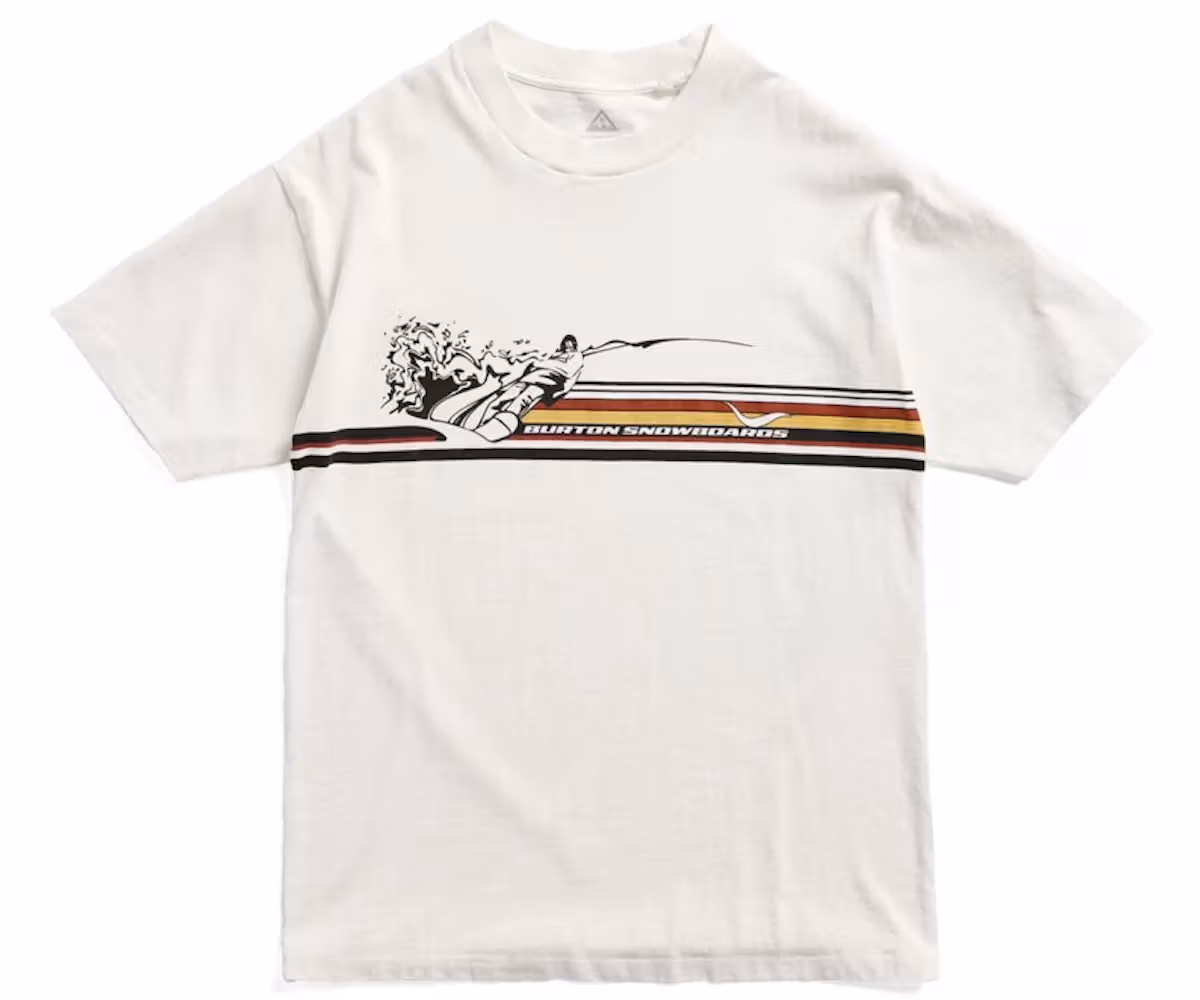 가슴에 컬러 그래픽이 있는 Burton 화이트 98 반소매 티셔츠