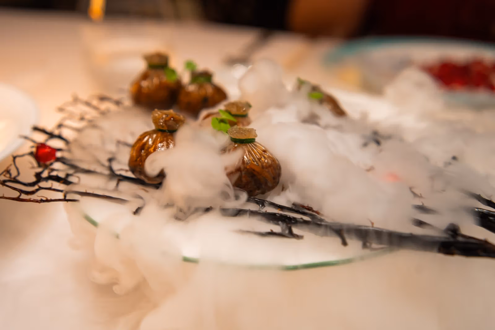 Purple Laurel Bangkok: rice-paper mushroom parcels, crab mapo tofu and lion puffs at Gaysorn Amarin