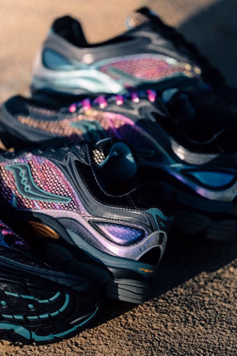 Close-up of several Tara Hawk heels and sides with iridescent sheen