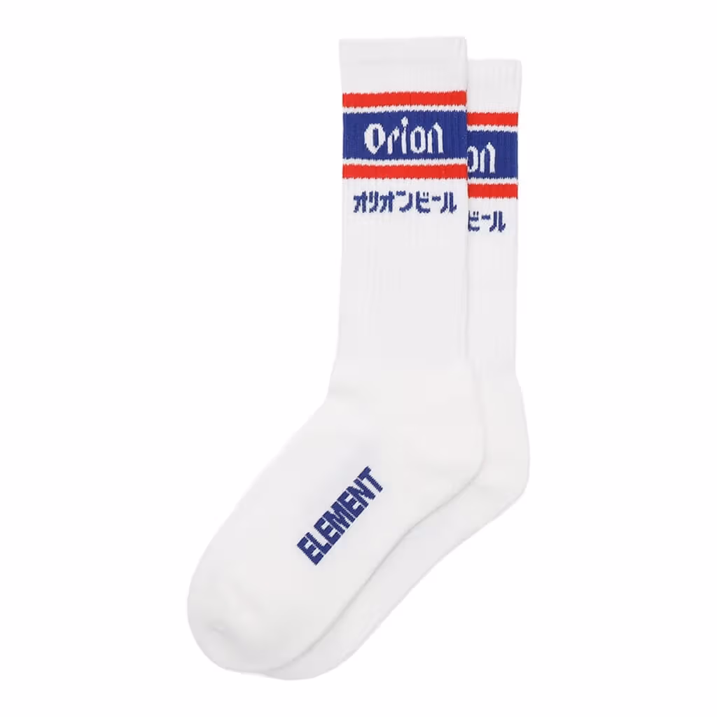 ORION과 ELEMENT 빨강·파랑 줄무늬 흰 양말
