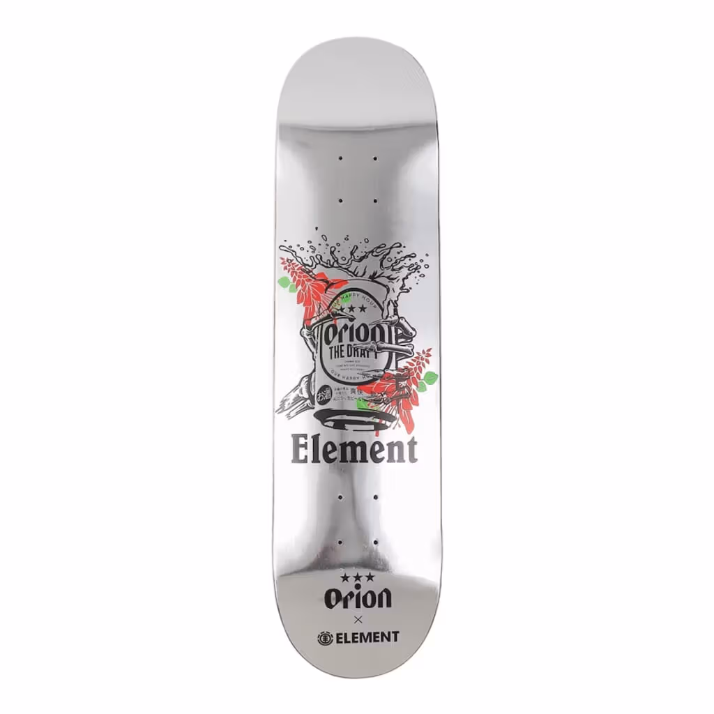 ELEMENT와 ORION 은색 8인치 스케이트보드 데크