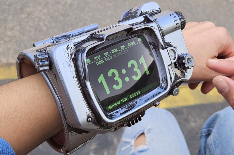 This Fallout Pip-Boy Replica Doesn't Just Strap to Your Wrist — It Doubles as a Desk Clock